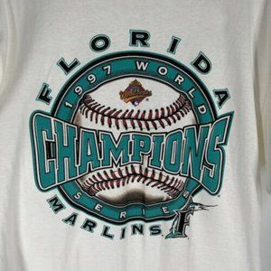 White Florida Marlins Vintage 1997 Baseball T shirt collection tee